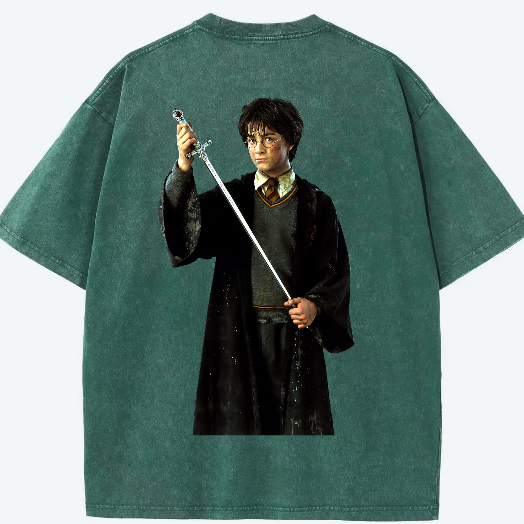 （画像用） Harry Potter ハリー・ポッターシリーズ 綿100% ヴィンテージ風 半袖Tシャツ（背面プリント）